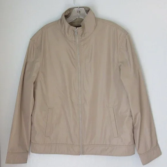 Michael Kors Tan Removable Vest Mock Neck Pockets Zip Long Sleeve Large Jacket - Picture 1 of 10